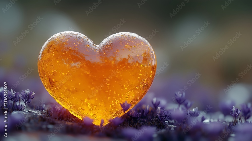 Obraz premium Captivating Orange Heart Gel Amidst Vibrant Floral Background
