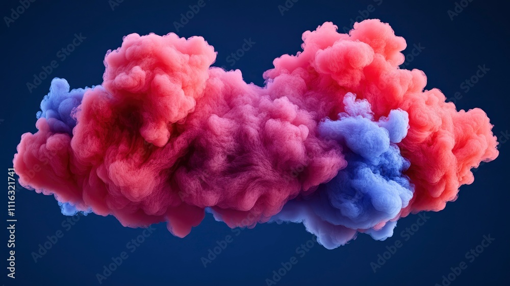 Fototapeta premium Abstract Pink and Blue Ink Cloud in Dark Background