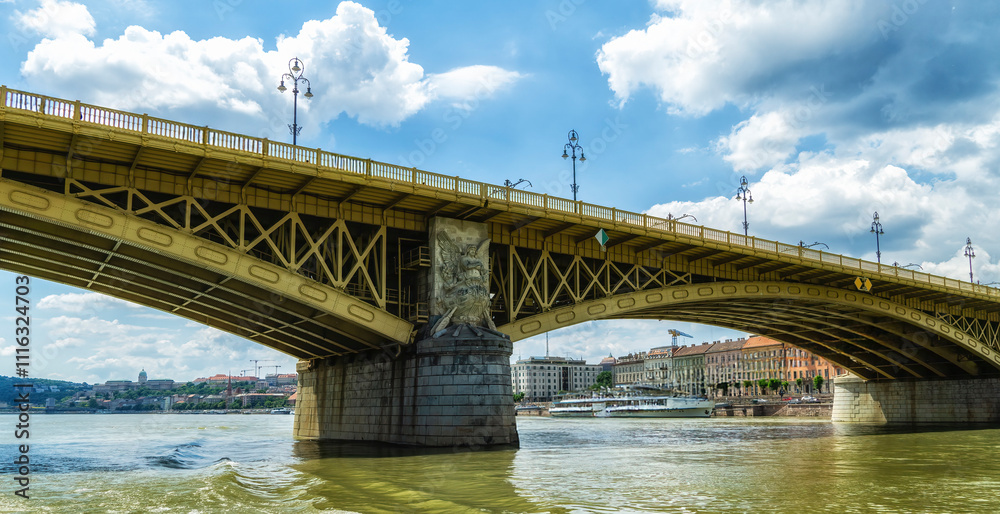Fototapeta premium View of the Margaret Bridge over the Danube In Budapest, Hungary