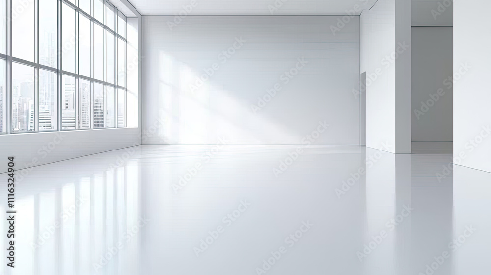Fototapeta premium Minimalist warehouse setting with open layout and natural light