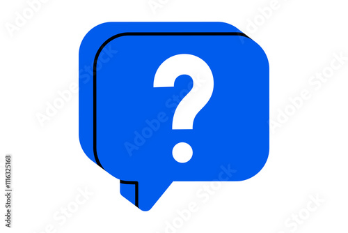 Hand drawn cute cartoon illustration of speech bubble with question mark. Flat vector problem message doodle style. Ask for advice. Social media icon. Support or service. Seeking for help. Isolated.