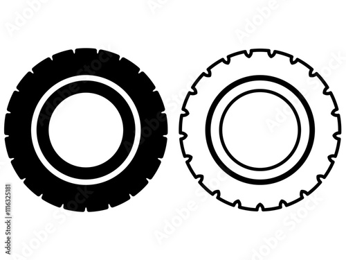 tire car wheel pictogram icon flat style for mobile app ui or ux, vector illustration logo symbol design sign, isolated on white editable