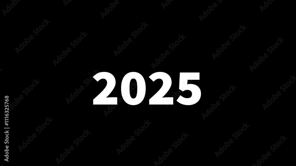 Analog year counting up from 2001 to 2025 years of animation on a black background, 4K footage motion graphic