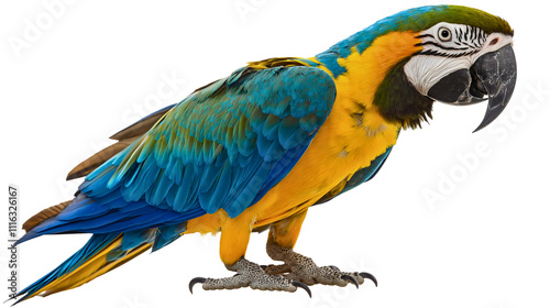 Vibrant Macaw Parrot: Colorful Tropical Bird with Detailed Feathers and Playful Behavior, Captured in a Stunning Wildlife Photography Close-up in its Natural Habitat