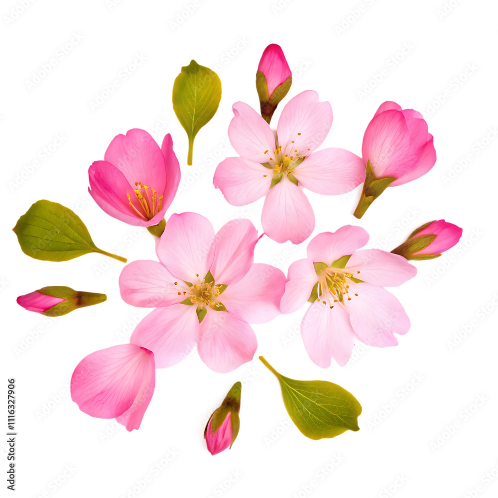 Obraz premium Blossoms sakura cherry head isolated white background.AI GENERATED