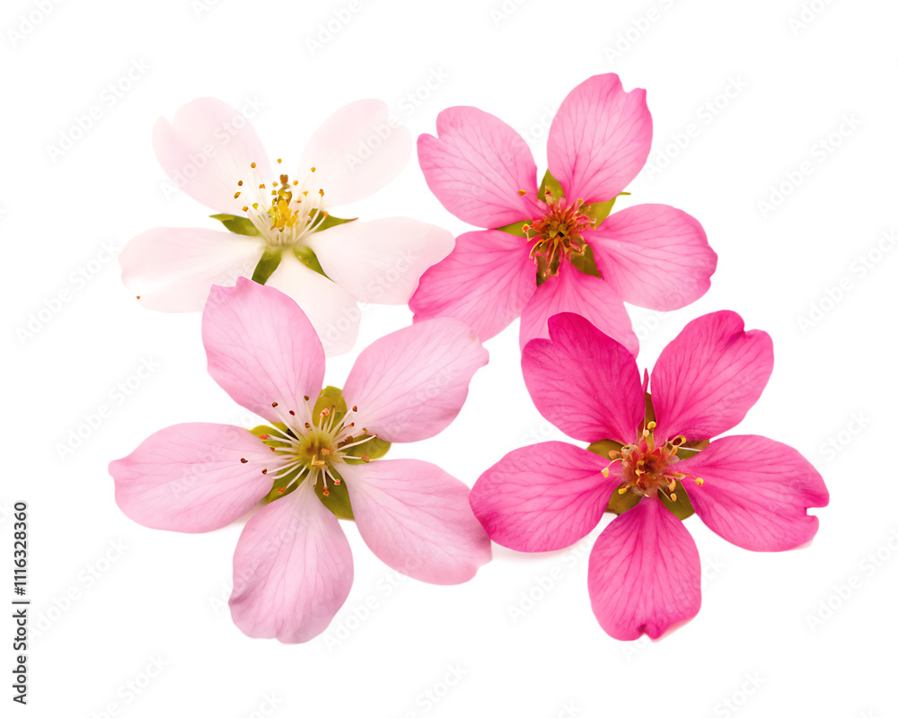 Fototapeta premium Blossoms sakura cherry head isolated white background.AI GENERATED