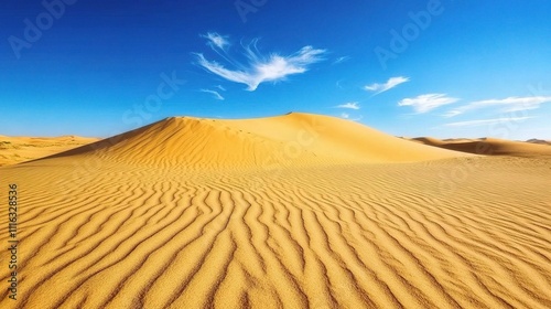 Serene Desert Landscape with Towering Sand Dunes and Clear Sky