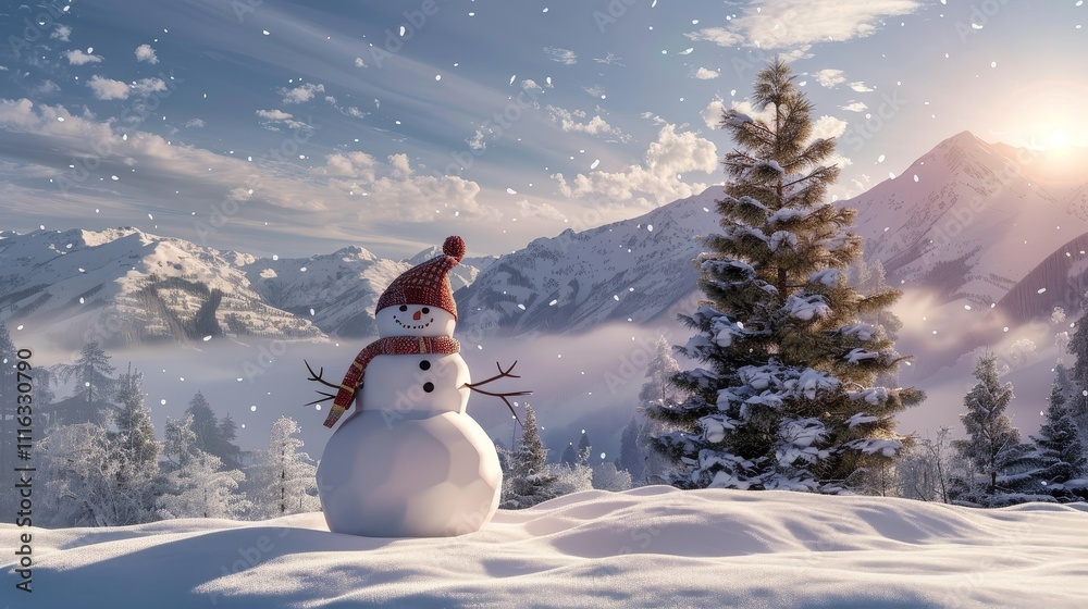 Obraz premium muñeco de nieve de navidad