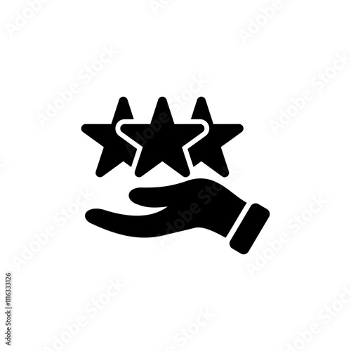 Hand with stars icon. Survey, Review and Feedback icon vector.