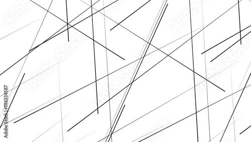 Random diagonal line on white background. Black line, Random, Wide background with chaotic grunge straight lines.