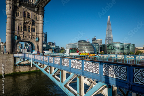 Photography street scenes around tower bridge london england