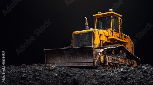 bulldozer on a black background