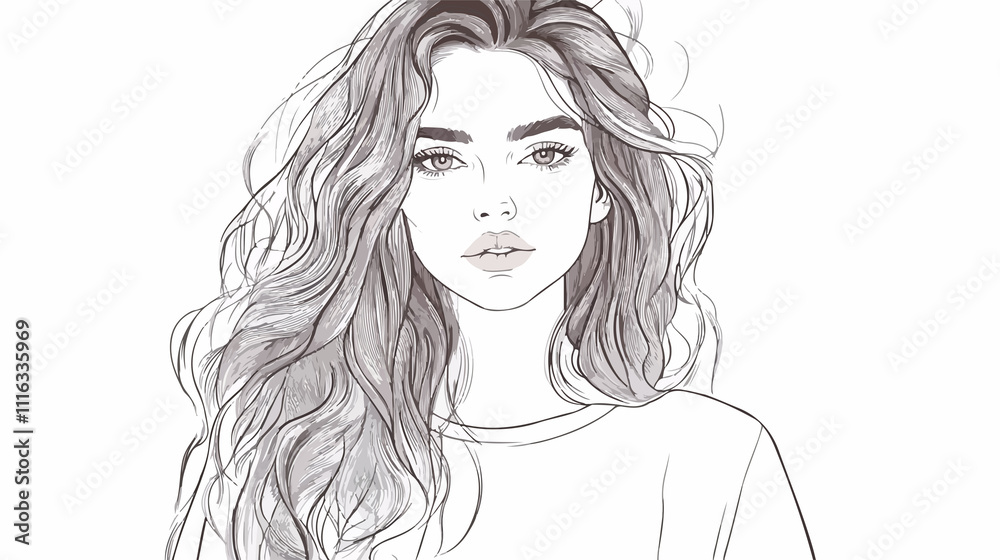 Elegant Woman with Wavy Hair and Casual Attire