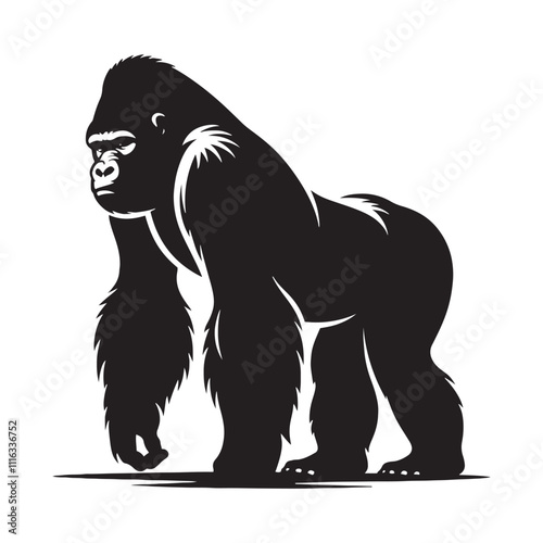 Minimalistic gorilla silhouette for modern creative applications - Gorilla black vector
