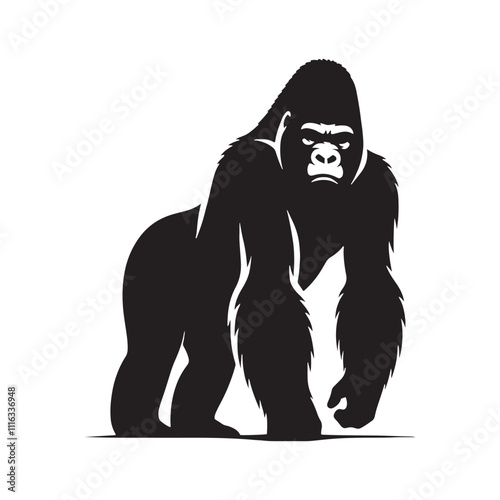 Majestic gorilla silhouette for unique media applications - Gorilla black vector
