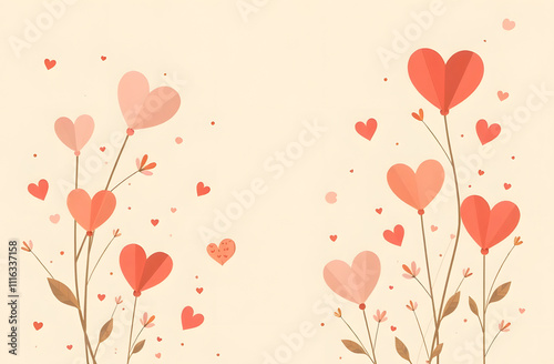 Colorful heart flowers in a soft pastel background setting a romantic atmosphere for various occasions