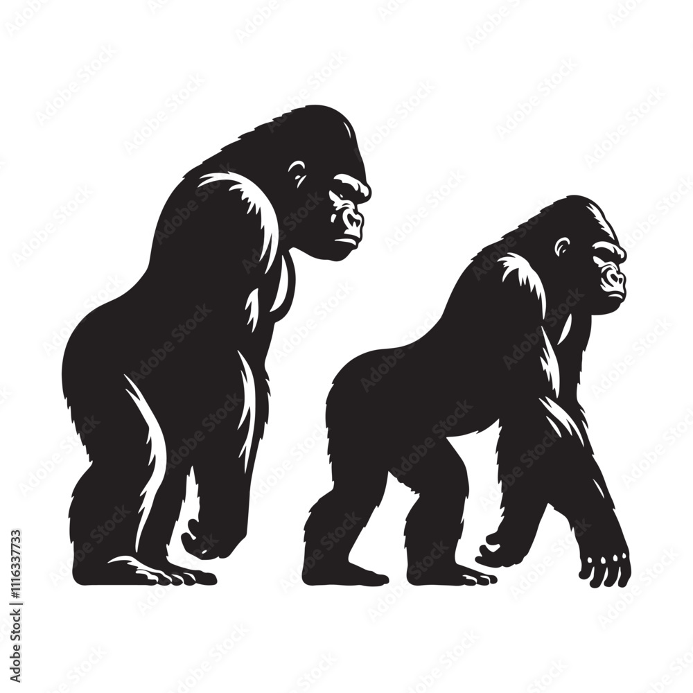 Fototapeta premium Majestic gorilla silhouette for modern design needs - Gorilla black vector