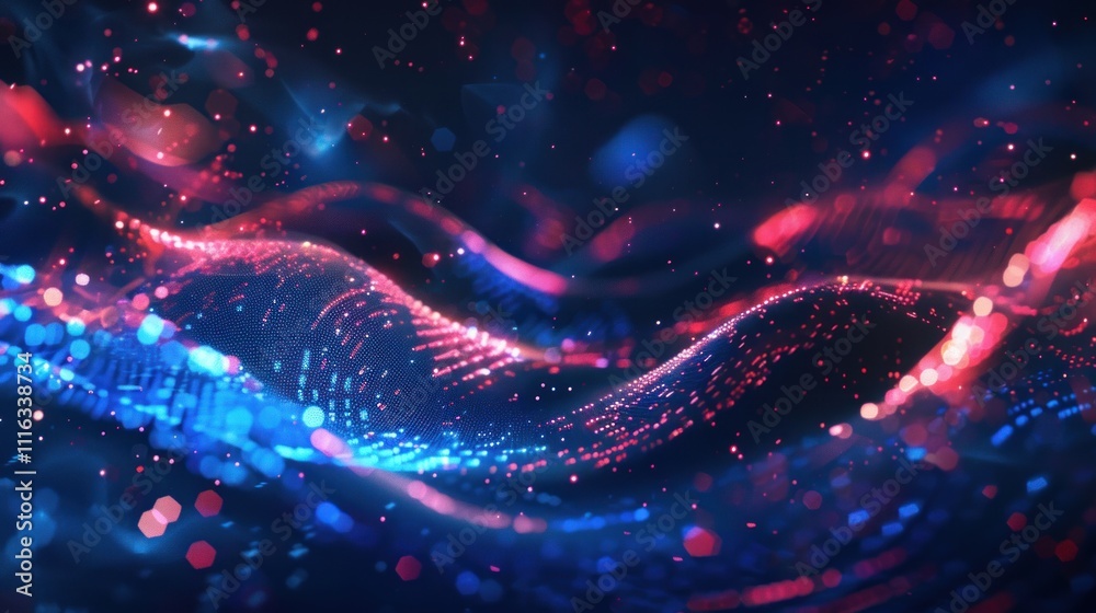 Obraz premium Abstract Digital Wave with Glowing Particles