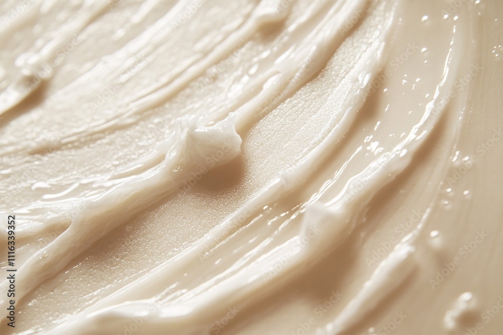 Close-Up Texture of Smooth Creamy White Lotion or Skincare Product