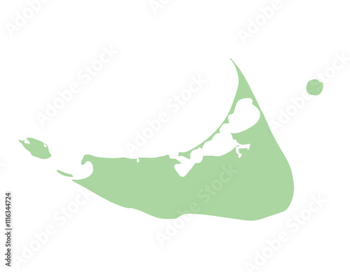 Nantucket Island isolated silhouette map.