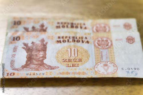 Two Moldovan Ten Lei Banknotes photo