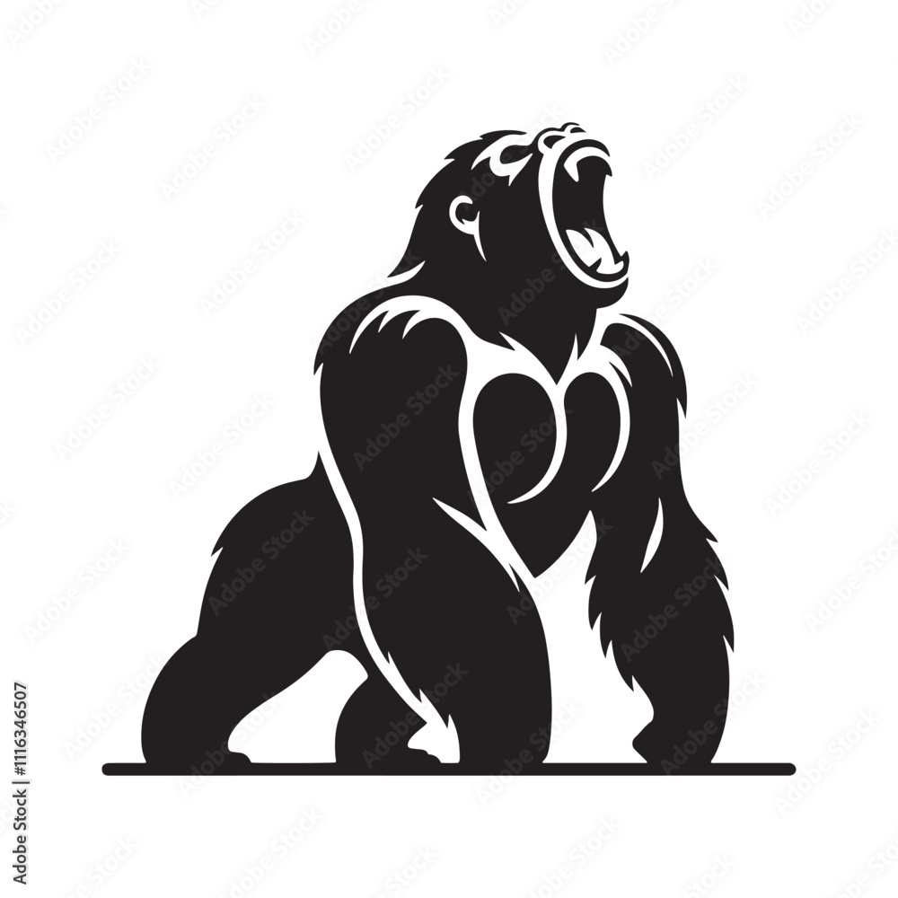 Gorilla roaring silhouette for artistic and digital media designs - Gorilla roaring black vector
Gorilla roaring silhouette for artistic and digital media designs - Gorilla roaring black vector
