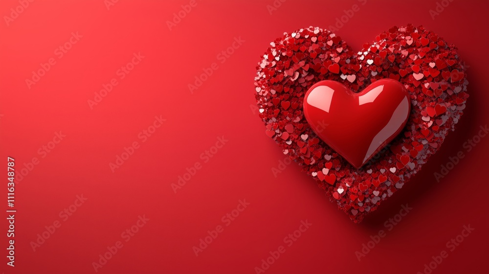 Beautiful Heart Made of Shiny Red Hearts for Romantic Decor