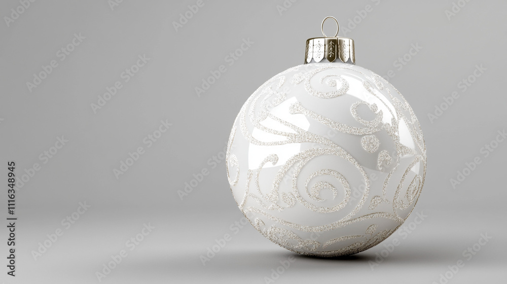 grey backround christmas event winter white christmas ball ornament isolated grey backround christmas event winter white christmas ball ornament isolated