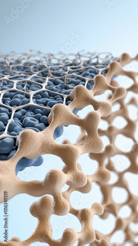 Nanolayers enhancing cell growth on medical implants, showcasing intricate structures photo