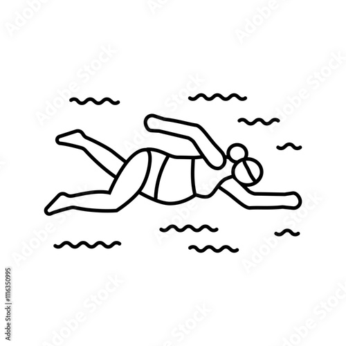 swimming pregnant fitness line icon vector. swimming pregnant fitness sign. isolated contour symbol black illustration