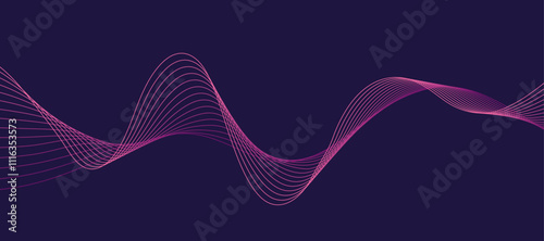 Wavy, wriggling lines on a dark background. Abstract background with amorphous shapes. A template for placing text and information. Beautiful stylish design.