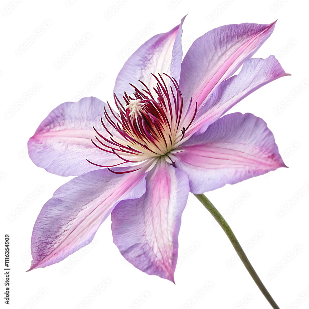 Fototapeta premium Clematis flower head head isolated white background.AI GENERATED