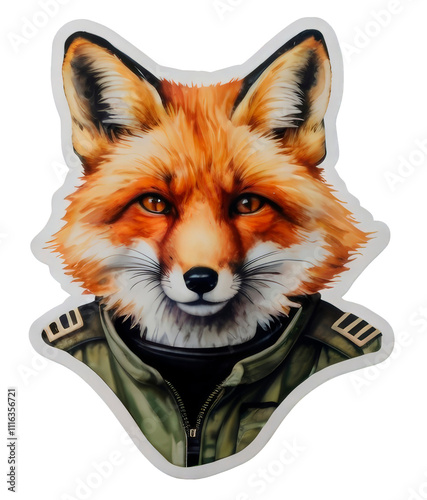 Fox in Green Jacket Sticker Art