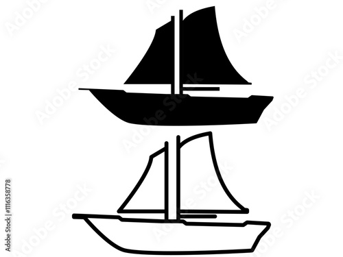 sailboat icon, flat style pictogram icon for mobile app ui or ux, vector illustration logo symbol design sign, isolated on white editable