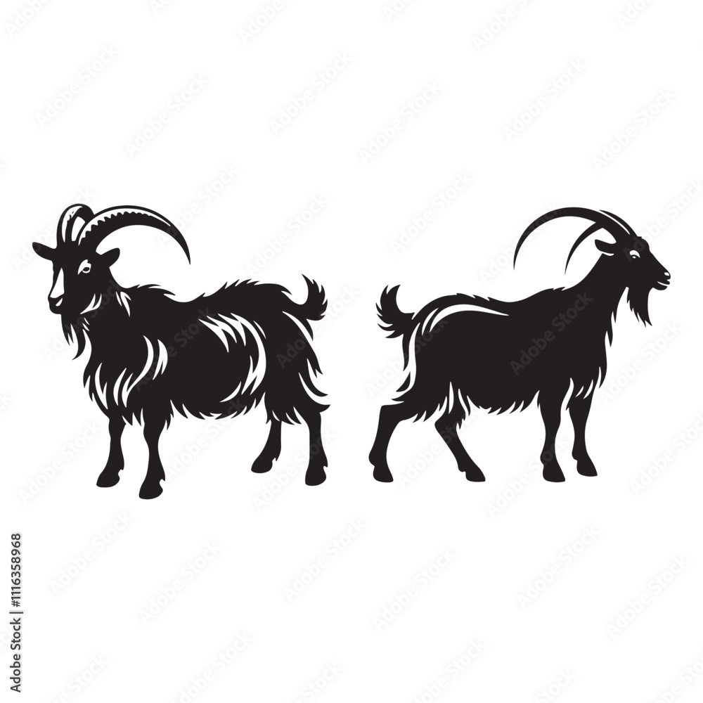 Charming goat silhouette for innovative media uses - Goat black vector
