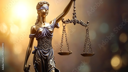 Ornate Balance Scale Reflecting Warm Light Representing Fairness and Justice in a Serene Atmosphere

 photo