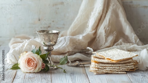 Traditional Passover Arrangement with Kiddush Cup photo