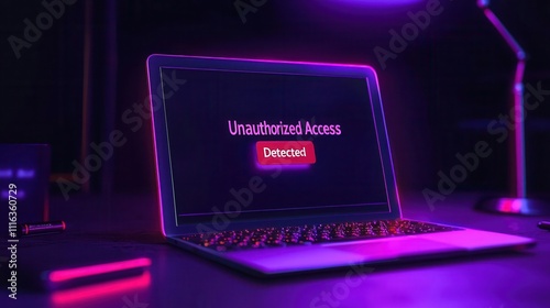Hacking techniques, A laptop with a warning message: 