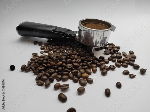 coffee beans and cup