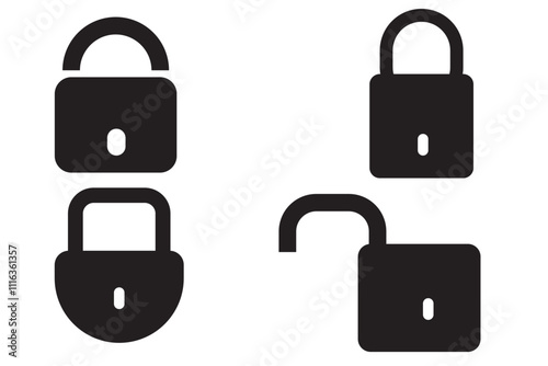 Lock icons set. Locked and unlocked privacy lock symbol set . Vector illustration.Lock icon collection.