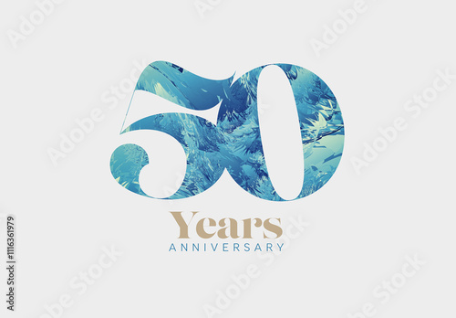 Obraz na płótnie fifty 50 years anniversary card layout template - light with blue abstract pattern w salonie