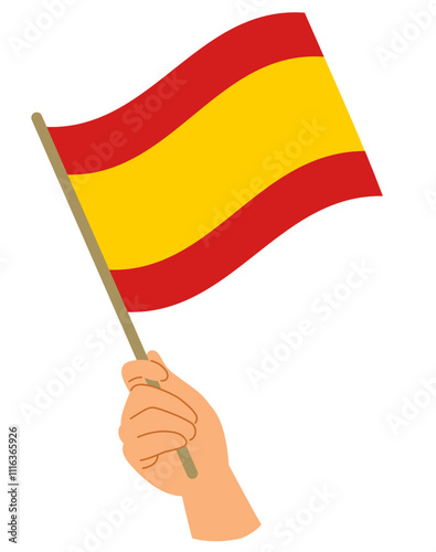 Hand waving a Spanish Flag ...