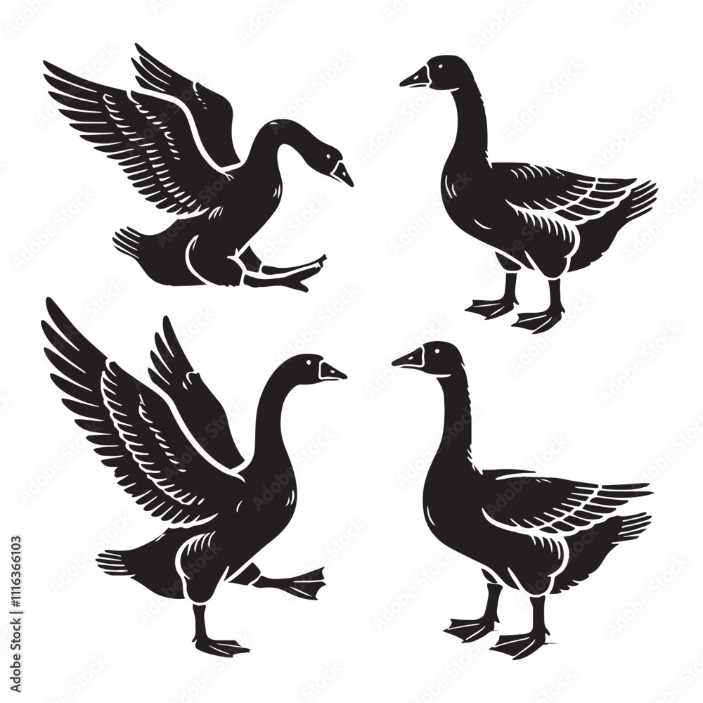 Obraz premium Stylish goose silhouette for creative media applications - Goose illustration - minimallest goose vector 