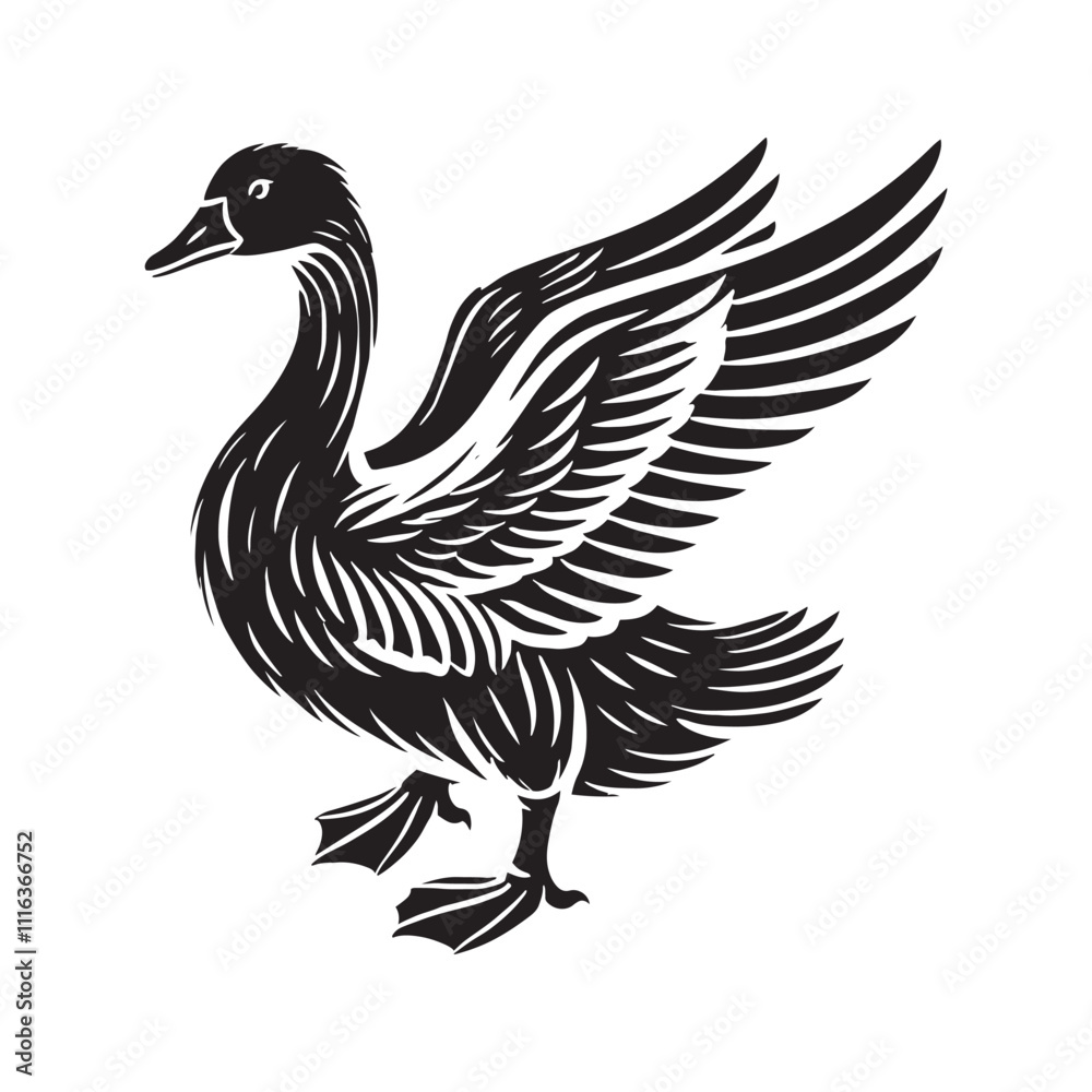 Obraz premium Goose silhouette for modern design projects - Goose black vector