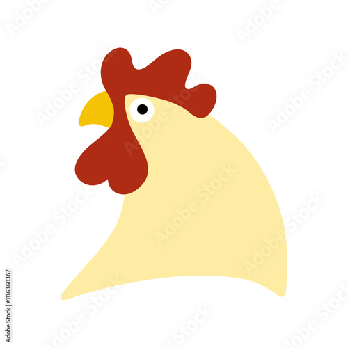 chicken flat design vector illustration. rooster mascot for poultry farm industry hand drawn.
