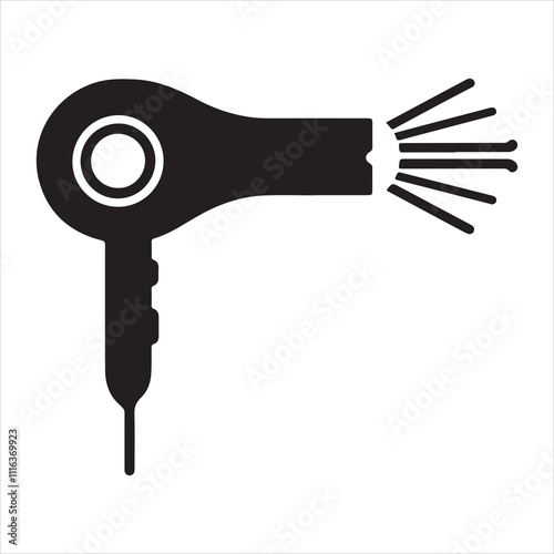 Hair Dryer Glyph Icon - Barbershop Icon Design Vector Illustration
