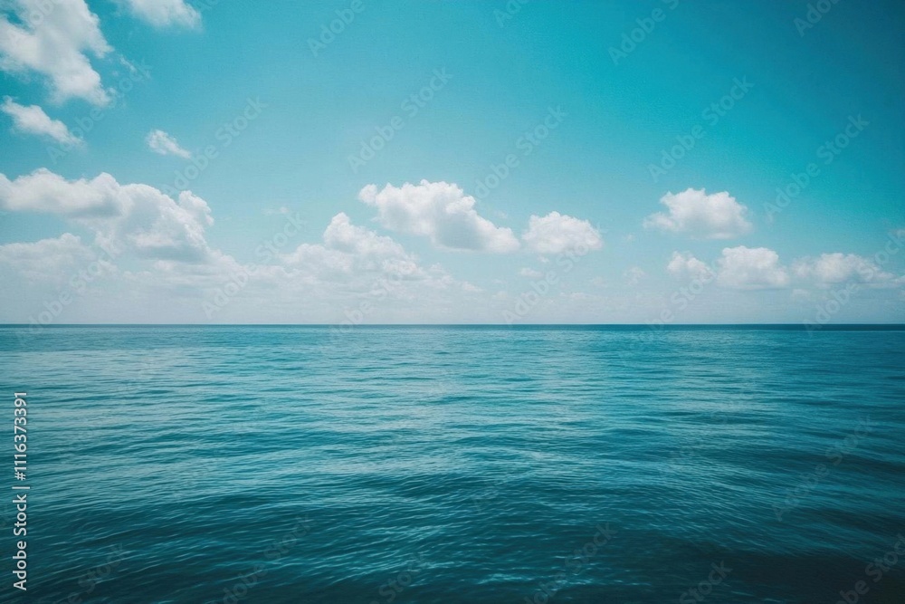 Fototapeta premium A serene view of calm ocean waters under a clear blue sky.