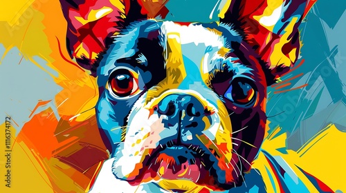 Colorful Pop Art Portrait of a Boston Terrier photo