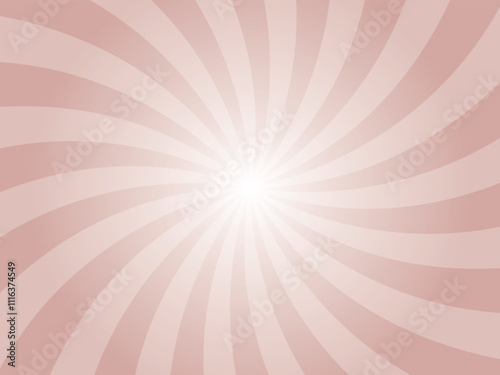Dusty pink sunburst background. Radial retro glowing rays banner. Dusty pink retro whirlwind starburst vector abstract background. Twisted radial illustration.