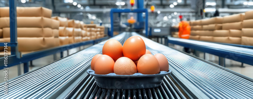 Egg farm concept. The process of egg packaging visualized through a clear, step-by photo